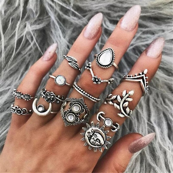 3/$25⚡️sun moon flower boho stackable ring set - Picture 7 of 12